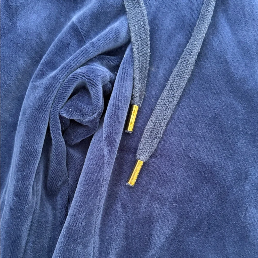 Women's Navy Royal Blue Velour Tracksuit with gold details Top XL Pant M - Picture 7 of 13